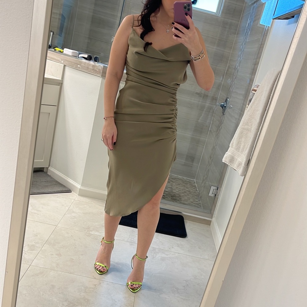 CMEO sage green dress